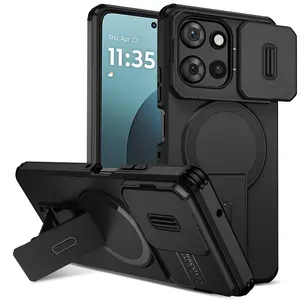 Phone Case for Moto G Play G Power Stylus 5g Edge 2026, Camera Lens Protector, Stand Included, Push Window Design, Smartphone Protective Cover, Casing, TPU Casing