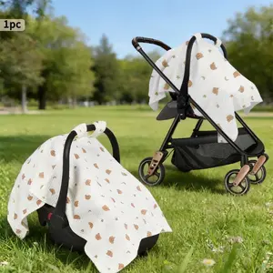 Baby Stroller Sunshade Cover, Cute Cartoon Print, Breathable Mesh, UV Protection, Windproof, Mosquito Repellent, Outdoor, Multi-Scene Use