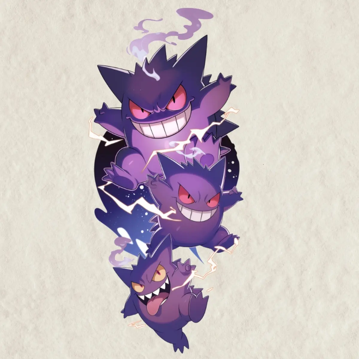 Anime Gastly, Haunter and Gengar Sticker, Waterproof Vinyl Decal Anime Sticker, Waterproof Vinyl Decal for Laptop, Water Bottle, Car, Gamer Gift