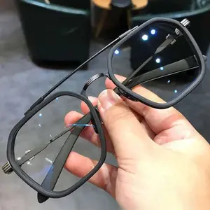 2026 New Double Beam Aviator Eyeglasses, European American Trend Myopia Glasses, Internet Celebrity Anti Blue Light Frame, Customizable Prescription Spectacles for Men Daily Office