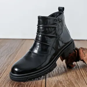 Men’s new high-top shaft boots—fashionable, versatile boots; trendy casual men’s shoes; all-season fashion boots with thick soles.