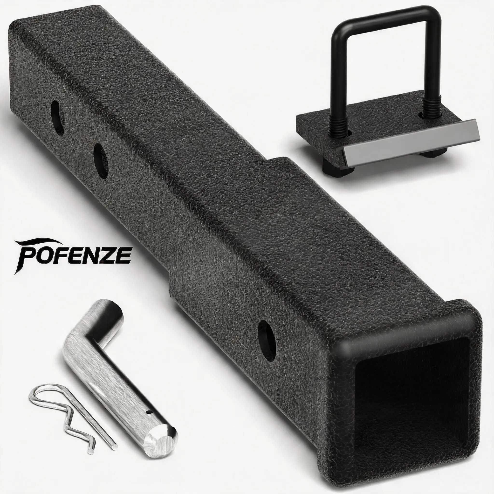 POFENZE-NADIA Trailer Hitch Extension for 2-Inch Receiver, Heavy Duty Hitch Extender 2 inch, 3500 lbs Capacity, Carbon Steel with Dual Coating, Hitch Pins & Anti Rattle Clamp Included
