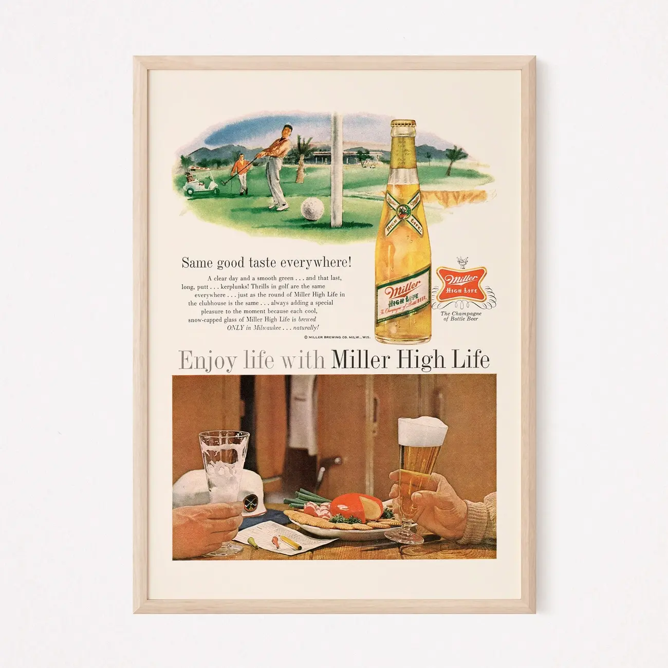 BEER and GOLF Poster, Retro Beer Ad, Bar Poster, Beer Poster, Beer Lover Gift, Kitsch Ad, Retro Beer Poster zz46
