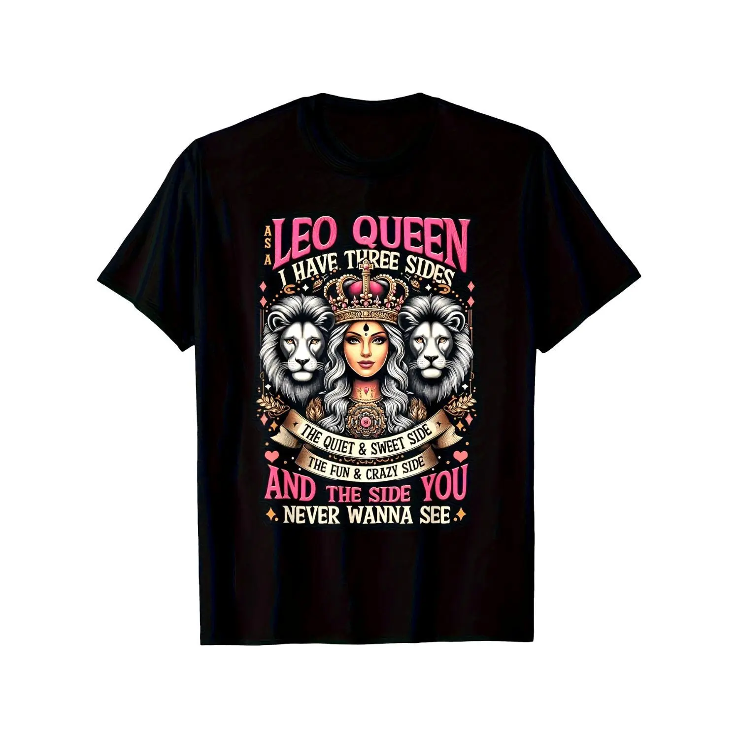 Leo Zodiac T-Shirt for Men & Women - Crew Neck Tee with Bold Leo Queen Graphic, Floral Lion Design & Sassy Quote - Trendy Astrology Gift for Birthdays, Graduation Back to School Party
