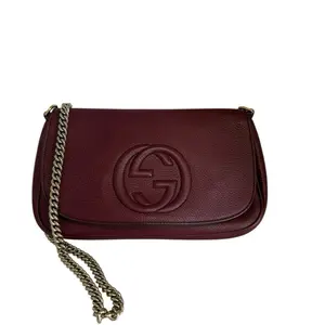 Pre-owned GUCCI leather Shoulder Bags purple soho chain shoulder bag