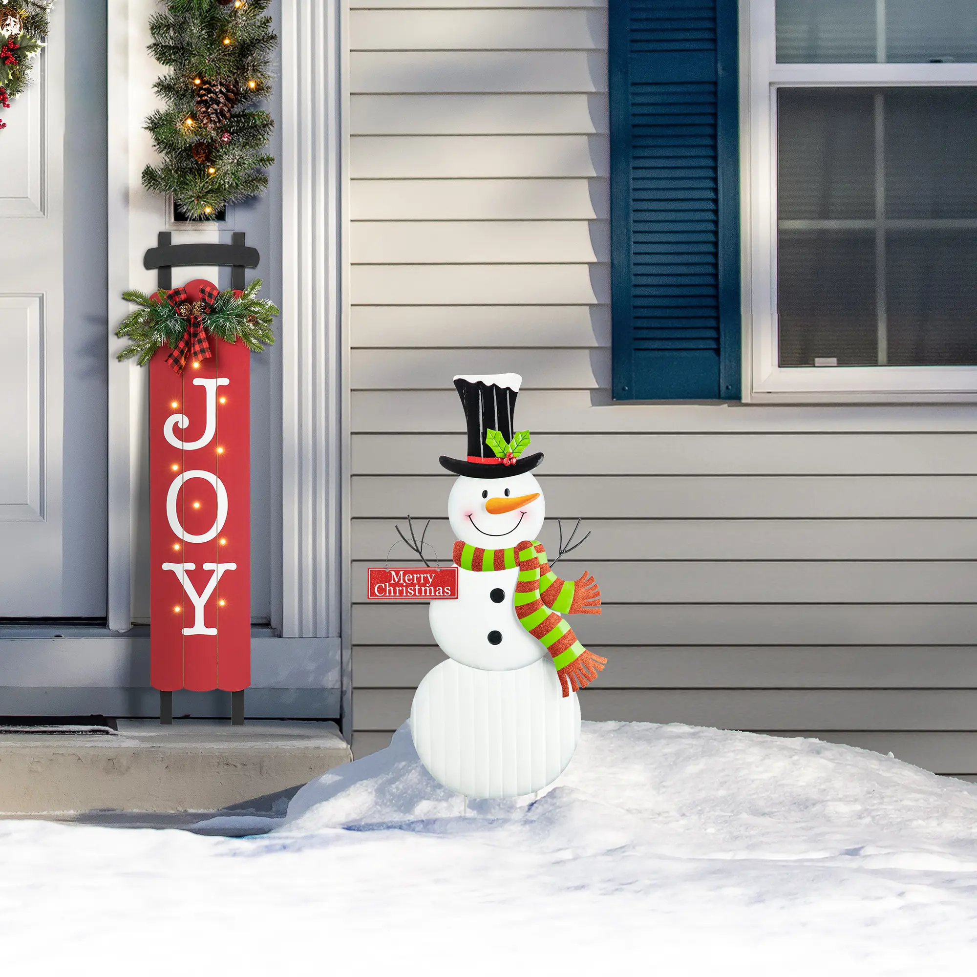 Glitzhome 40"H Metal Snowman Yard Stake(KD)