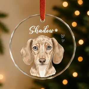 Personalized Watercolor Photo Dog Glass Ornament • Custom Pet Portrait • Dog Lover Gift • Cat Lover Gift • Memorial Pet Ornament