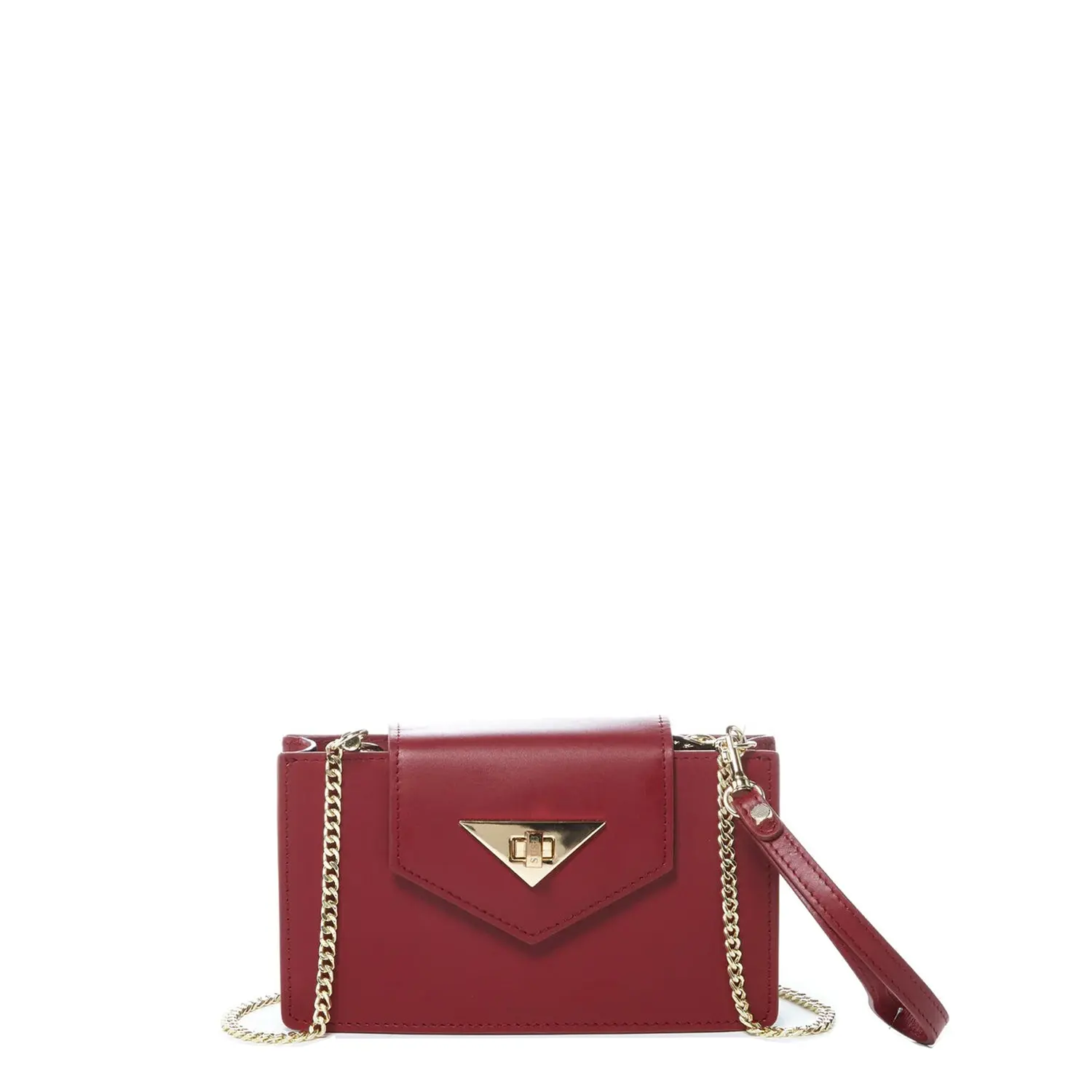 SUSU Mini Crossbody Bag Small Leather Burgundy Purse Wristlet Women's Handbag