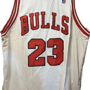 2004 Vintage Michael Jordan Bulls Jersey White with Red Lettering and Number 23 Nike Flight 8403 Authentic Basketball Jersey NWT Size XL