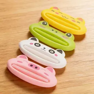 Cartoon Toothpaste Squeezer Set of 4, Cute Animal Shapes, Independent No-Drill Bathroom Toothpaste Holder