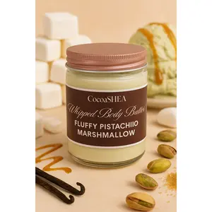 CocoaSHEA Whipped Scented Body Butter - Fluffy Pistachio Marshmallow Cream, 8 oz Jar, Limited Edition Fall Collection, Non-Greasy Hydrating Formula