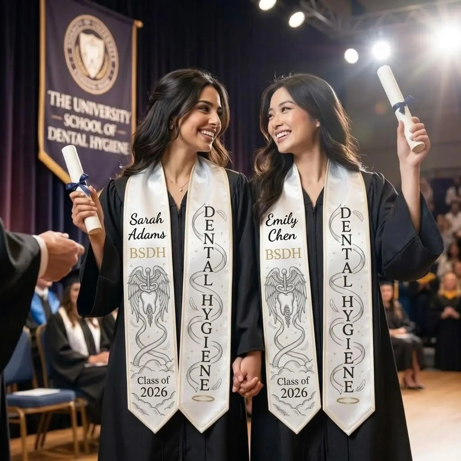 Personalized BSN Nursing Graduation Stole 2026 – Elegant White Sash & Custom Name Print & Nurse Grad Gift for Her