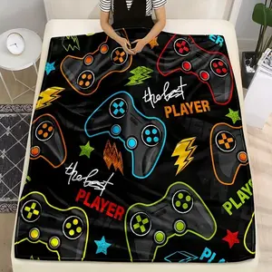 Game Console Print Flannel Heated Blanket, 1 Count Soft Warm Throw Blanket for Bedroom Living Room Sofa