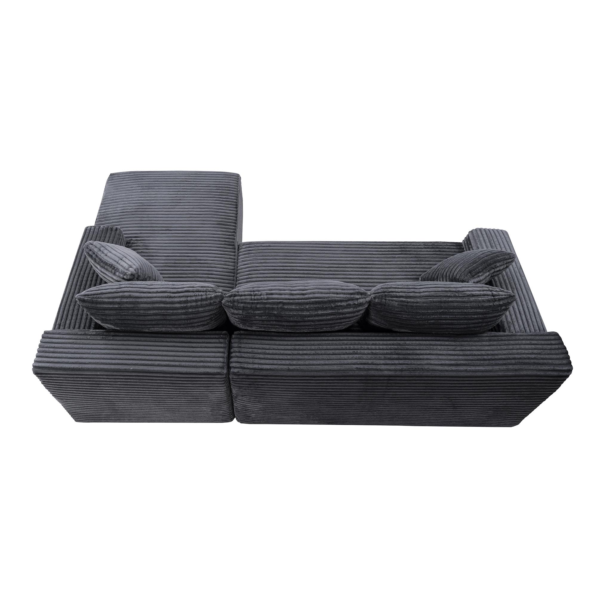 94.5" Modular Sectional Couch with L-Shape Chaise, Boneless Sofa for Living Room,Modern Cloud Couch with Deep Seat,No Assembly Required,Loveset, Grey