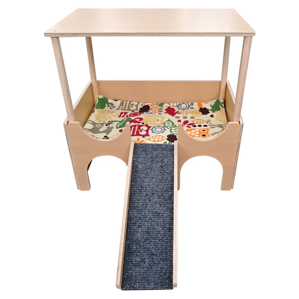 2-Tier Guinea Pig Hideout Wooden Guinea Pig Castle with Stairs Small Animal House for Hamsters Bunny Chinchillas Playing Hiding