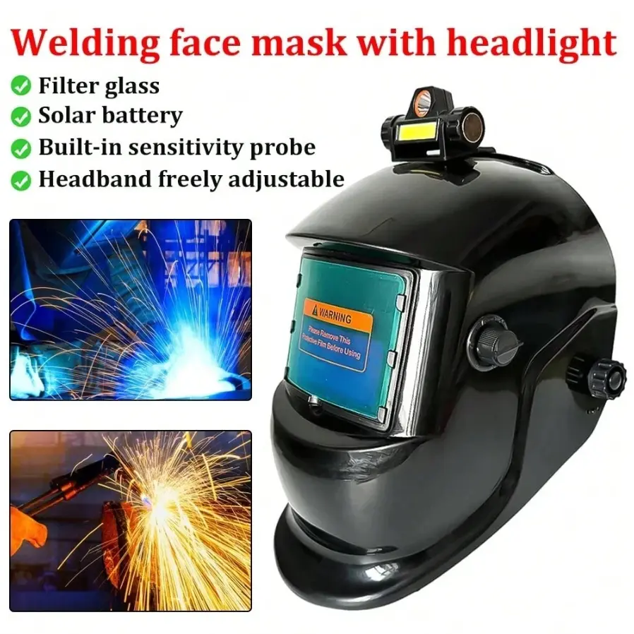 Solar-Powered True Color Auto-Darkening Welding Helmet - Mask with Fixed Shade for TIG, MIG, ARC Processes, Welding Mask