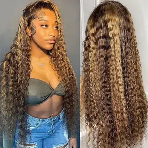 13X6 Deep Wave Human Hair Wigs P4 27 Highlight 13X6 Lace Frontal Wig Human Hair HD Lace Front Human Hair Wigs For Women