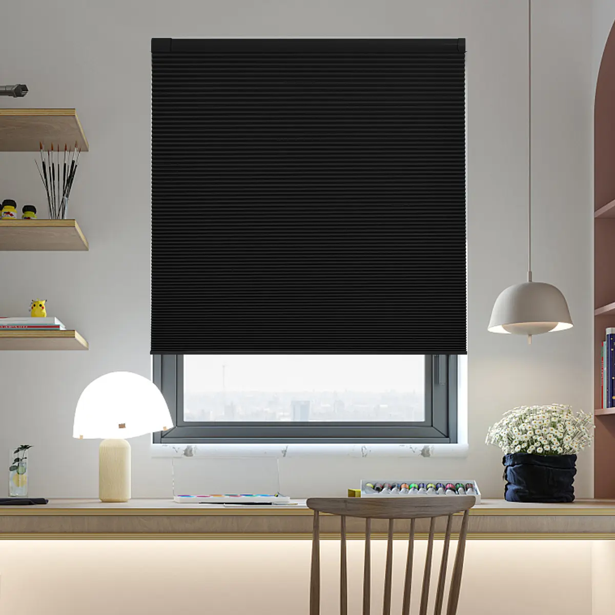 Cordless Cellular Shades - 300+ Sizes No Drill Blackout Honeycomb Blinds, Light-Blocking Window Cover, Easy-Install Upgraded Accessories for Better Stability, Ideal for Bedroom Kitchen Home Upgrade