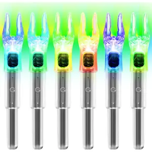 6/12 Pack G Lighted Nocks for Arrows with .165 .204 .233 .244 .246 Inside Diameter with X, H, S, GT Bushings High-Visibility LED Arrow Nocks, ON/Off  Included