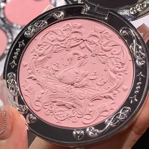 Swan Embossed Blush Matte Powder Natural Long-Lasting Facial Brightening Makeup Beauty Cosmetics Korean Style Elegant Girl Gift Festival Present