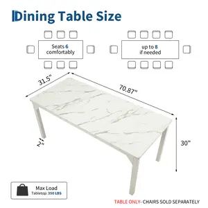 New Upgraded 1 particleboard+iron pipe 25MM thick 71 inch large square dining table