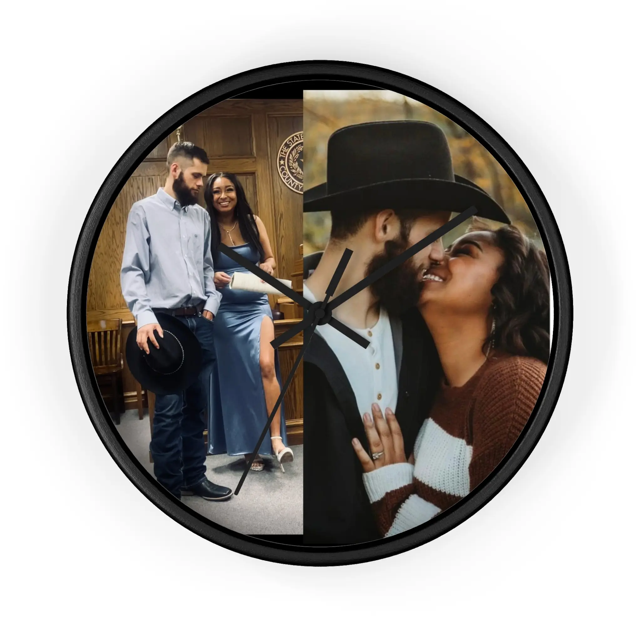 Customizable Photo Wall Clock - Personalized Timepiece, Home Decor, Gift for Anniversary, Wedding, Engagement, Love