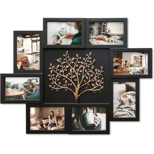 Picture Frame Collage Large Wall Hanging Photo Frames Elegant Tree Collage Frame Gifts for Family Friends 4x6 inch Home Wall Decor Gallery Display (Black - Copper Tree)