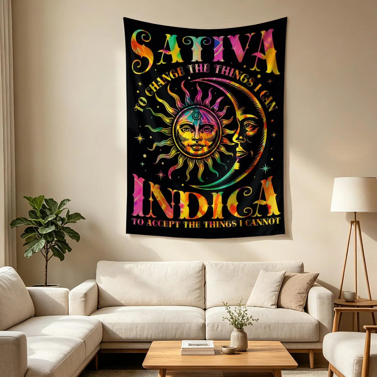 Sativa To Change The Things I Can Indica Cannabis Weed Tapestry Wall Blanket Dorm Room Decor
