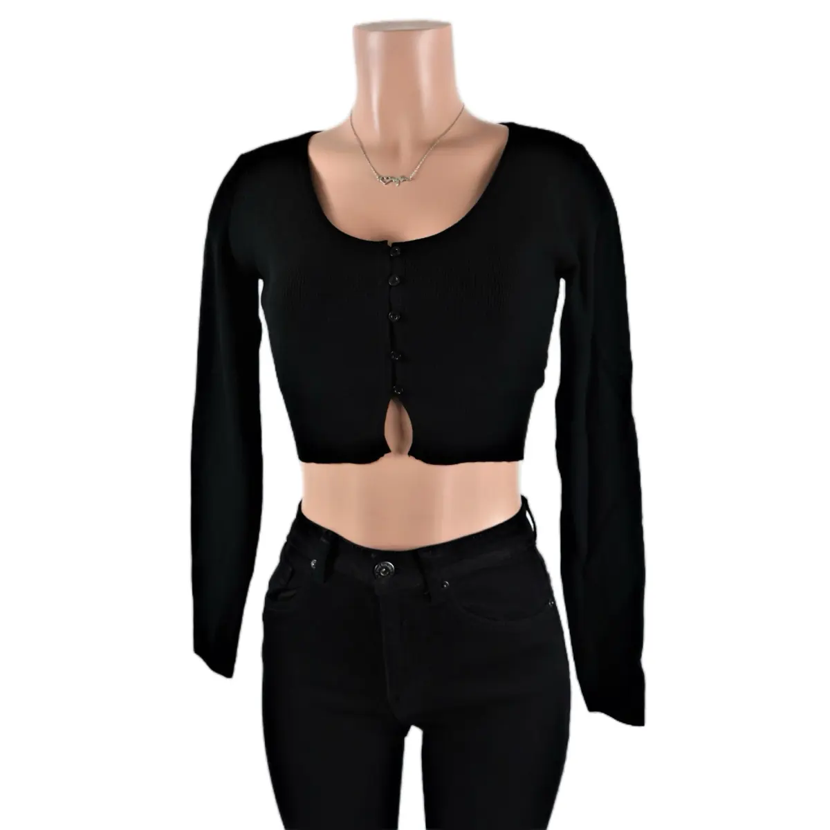 Mae Crop Sweater Top Long Sleeve Knit Ribbed