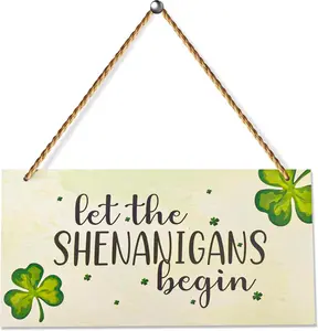 St. Patricks Day Shamrock Wood Decor Sign