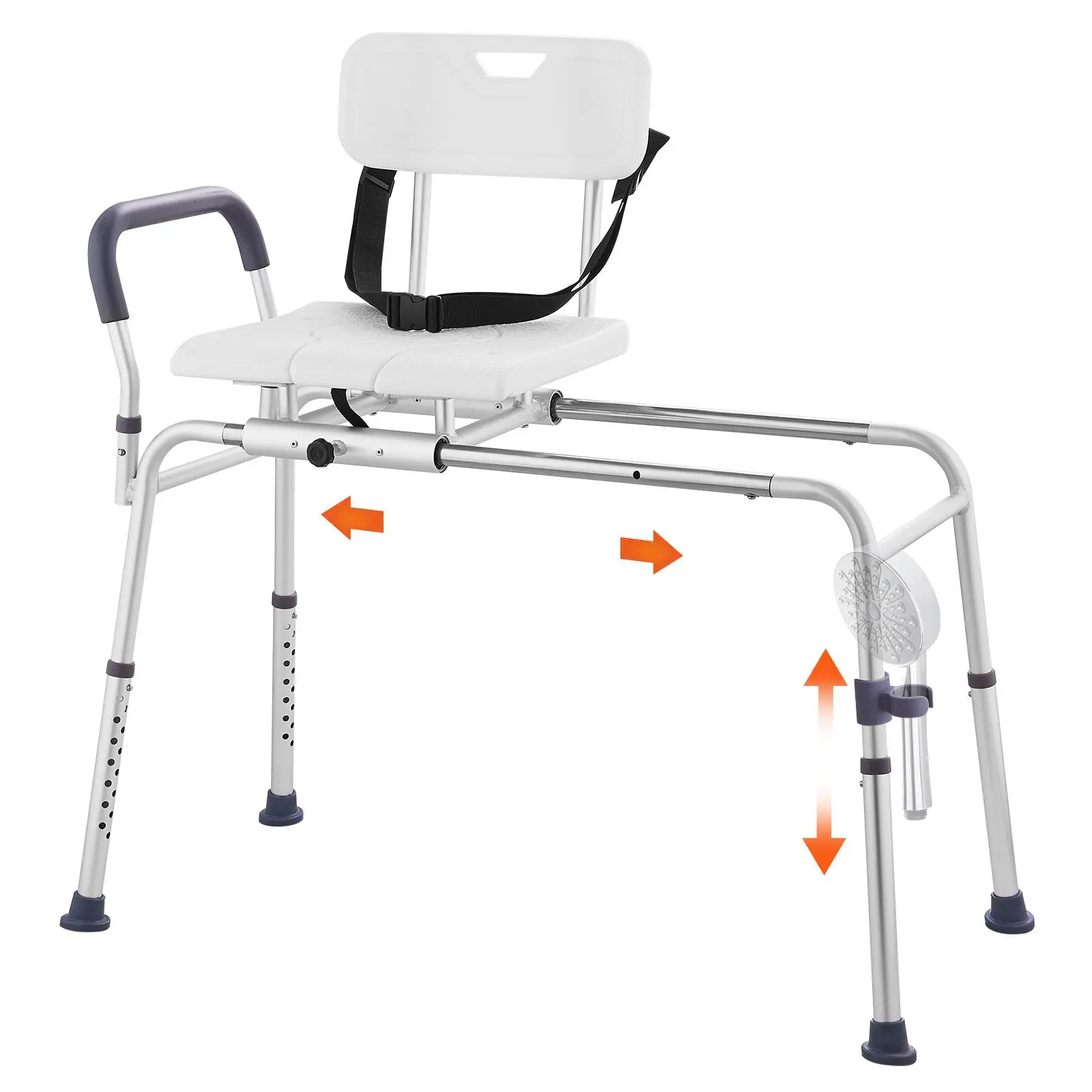 【Summerfinds】VEVOR Sliding Tub Transfer Bench Height Adjustable Bathtub Transfer Bench with Cut-Out SeatReversible Backrest & Safety BeltNon-Slip Shower Chair for Elderly Disabled Handicap400LBS Capacity, Transfer Seat Recliners