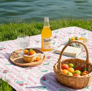 Waterproof Picnic Blanket with Cute Fruit Print - Extra-Large, Sandproof, Portable Foldable, Durable Washable Outdoor Mat for Family Summer Picnic, Camping Suitable for all seasons