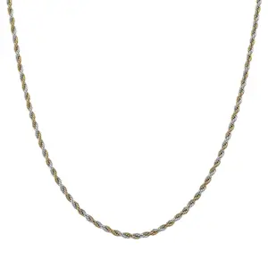 Rope Chain Necklace in ION Plated Yellow Gold and Stainless Steel 2022 Inches Christmas Gifts