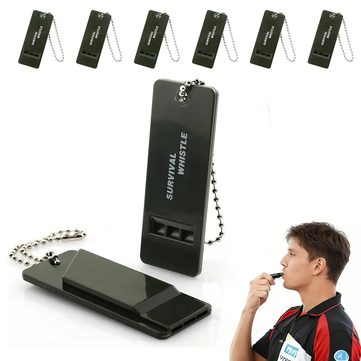 3/6/12 Counts Emergency Whistle – Loud Shrill Survival Whistle for Hiking, Self-Defense & Rescue, Outdoor Survival Supplies | Flat Key-chain Safety Alert