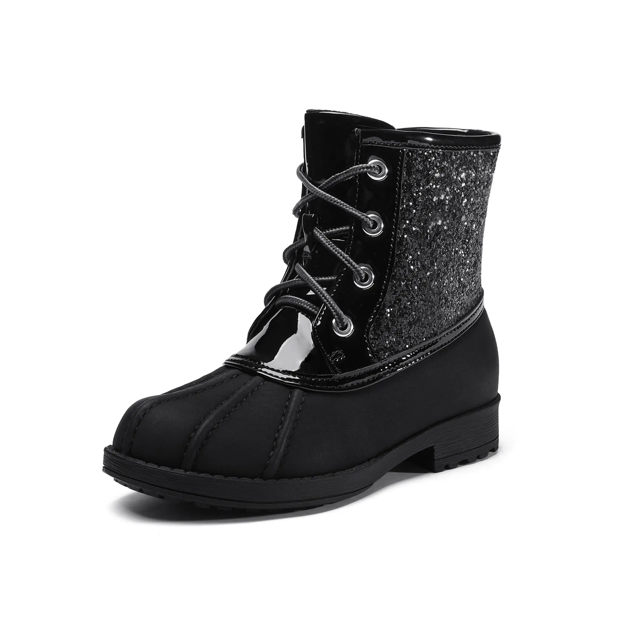 Dream Pairs Girls' Glitter Bootie - Synthetic PU & Suede, Side Zipper, Laces, Soft & Thick, Thermoplastic Elastomers Sole, 10 Toddler-11 Little Kid (10-11 Years) All-Occasions Kids' Footwear