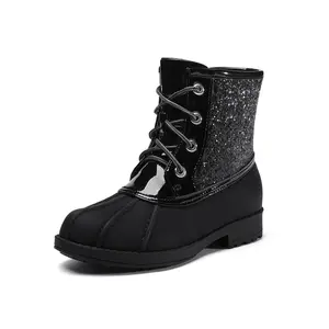 Dream Pairs Girls Side Zipper Leather Glitter Boots