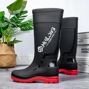 Men’s high-top slip-on rain boots made of durable PVC with an elastic band — closed footwear for fishing, seafaring, and walking