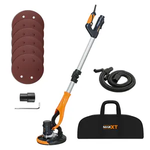 MAXXT Drywall Sander, Lightweight Popcorn Ceiling Removal Tool, 5 Variable Speed Foldable Telescopic Electric Drywall Sander, 800-1700RPM Vertical Power Ceiling Sander With 6pcs SandPapers, Bag