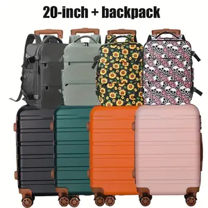 2Pcs Set 20/24 Inch Luggage Carry On 20 Inch Suitcase ,Lightweight Bag ，Zipper Luggage with Spinner Wheels，Carry on Luggage+Backpack (ABS + PC) Hardside Suitcase