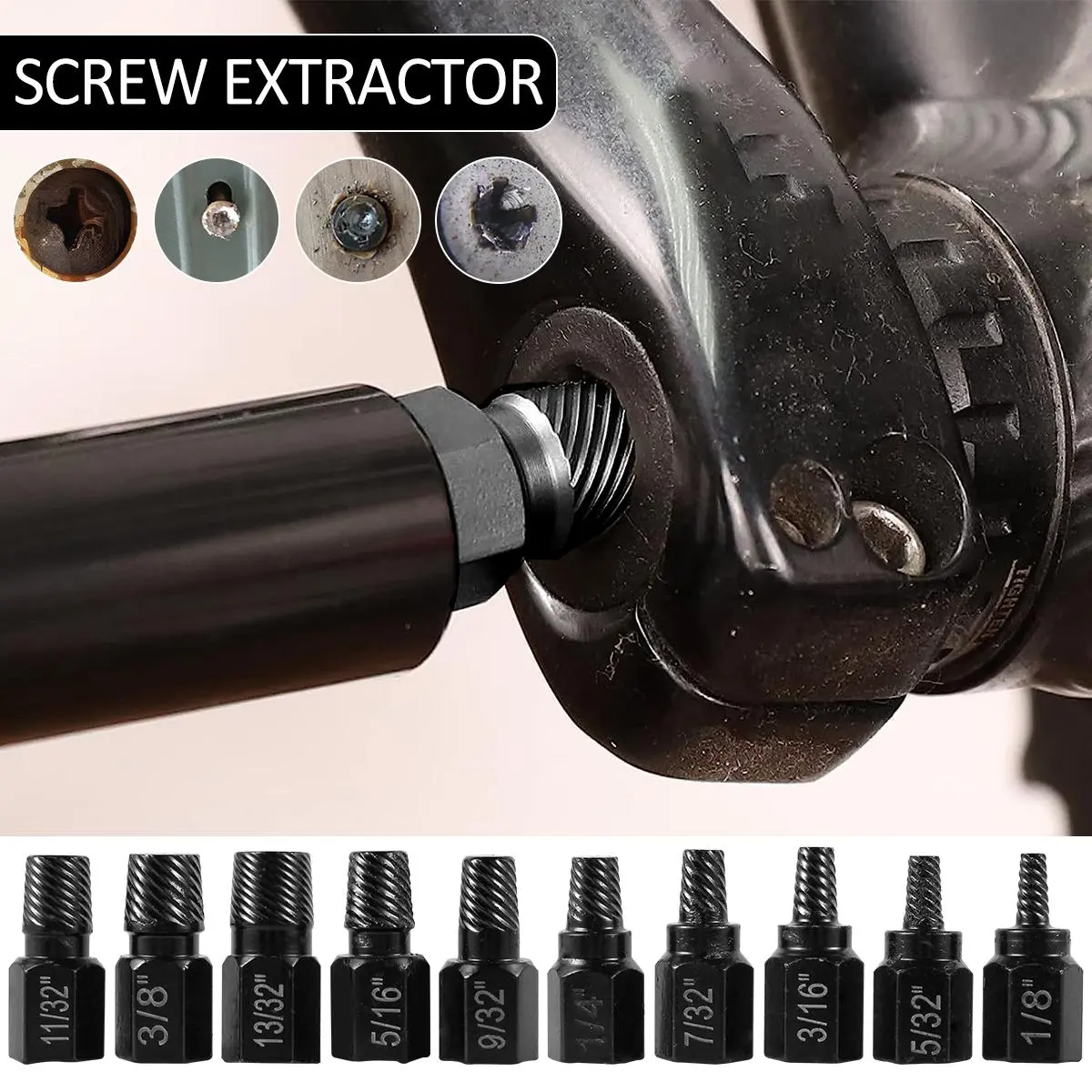 GORWARE 10-Piece Alloy Steel Screw Extractor Tool Kit, Hardware with Left-Handed Helical Design, 1/8–13/32 Fit Multi-Spline Easy Out Drill Bits for Faster Threading Damaged Bolt/Broken Stud Removal, Tool Accessories
