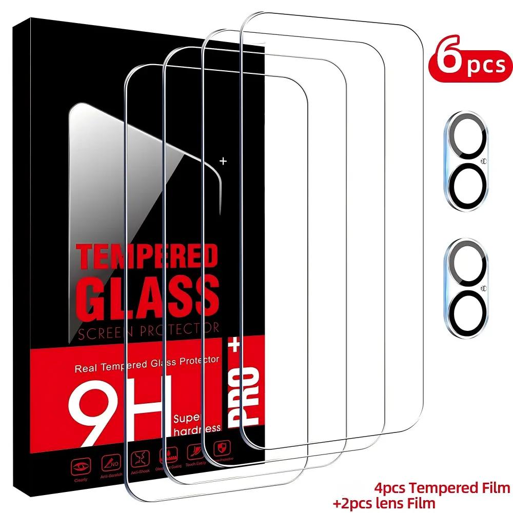 Camera Lens Protector for iPhone 16 series Tempered Glass，Ultra HD, Scratch Resistance , Easy to Install，Case Friendly， 4+2Pack