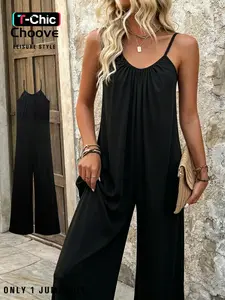 Summer Women's Tank Top Sleeveless Romper Overalls, Womenswear, Solid, Three-quarter-length Pants Length, Comfortable and Stylish, Perfect for Warm Weather, Ideal for Casual Wear