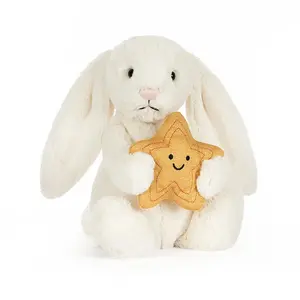 Jellycat Bashful Star Bunny Plush with Jellycat Bag - Soft White Stuffed Rabbit Toy, Cute Gift for Kids, Baby Shower & Nursery Decor