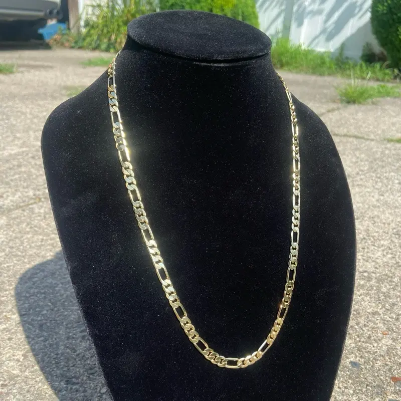 14k Gold Layered Figaro Men’s Women’s Chain 24in 6mm