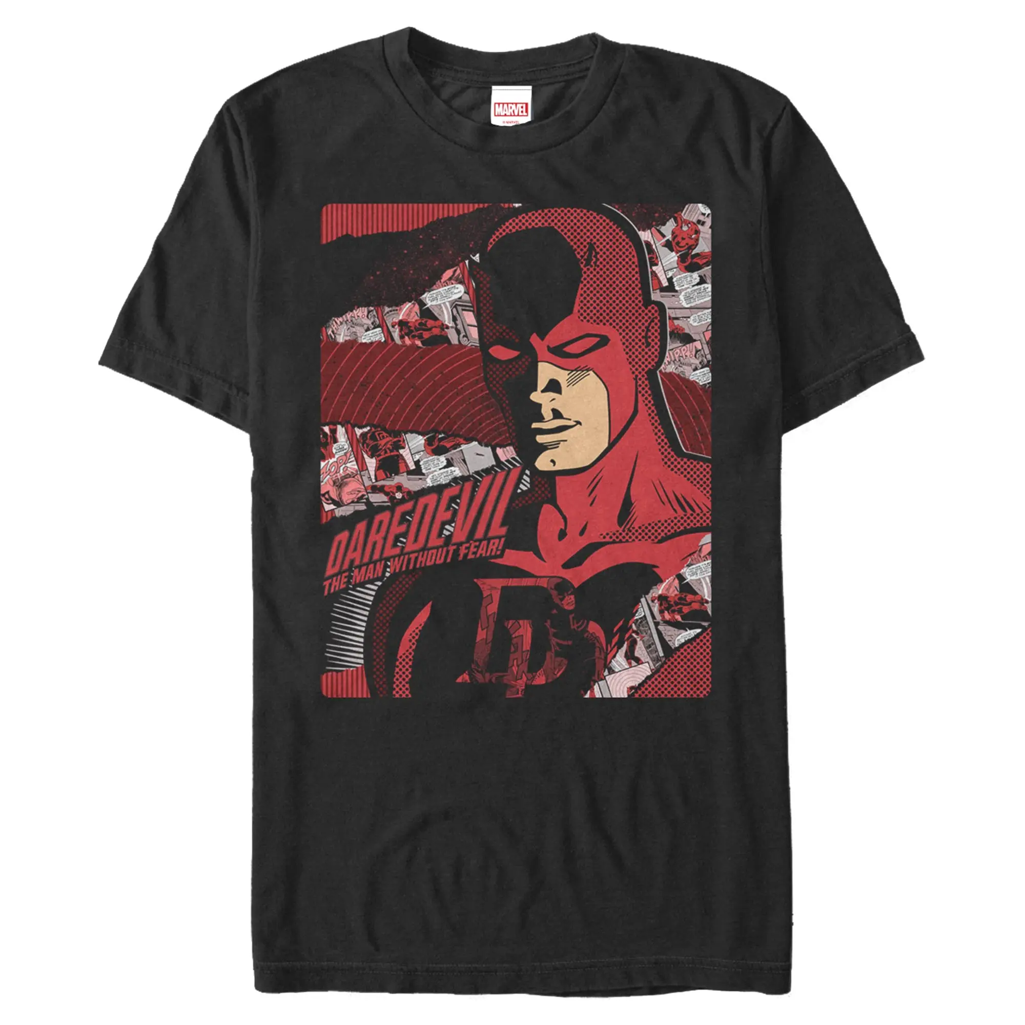 Men's Stylish Casual Fashion Short-Sleeve Marvel: Daredevil Comic Panels Portrait T-Shirt, Shortsleeve, Top