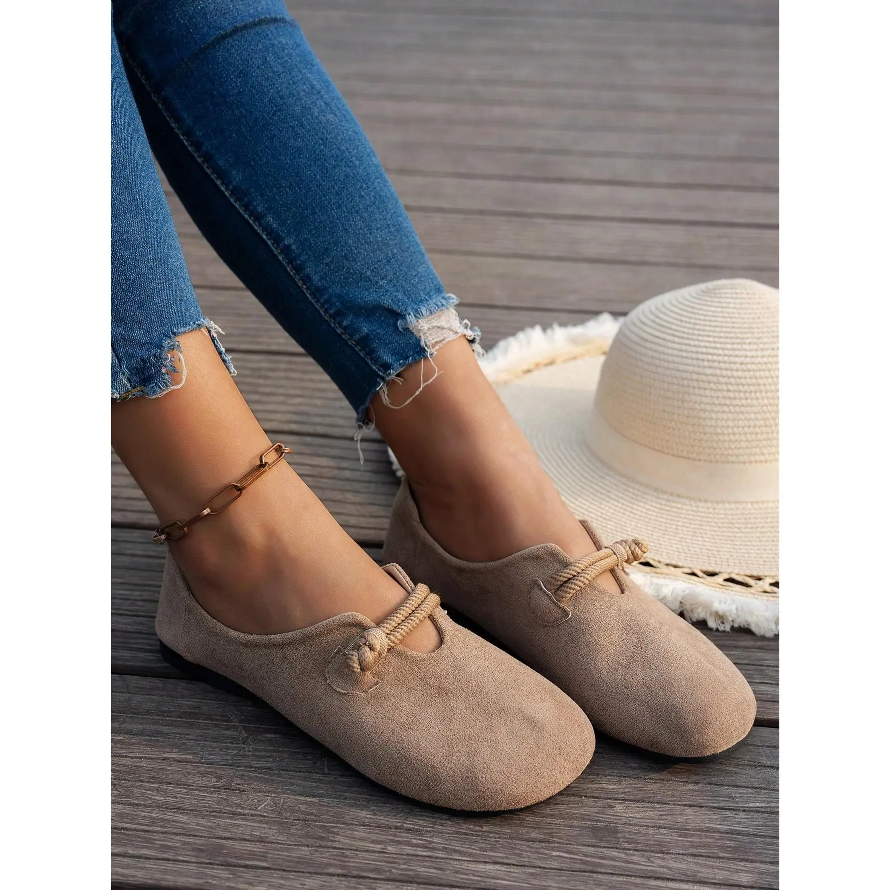 DealsForYouDays Suede Flats Shoes Closed Toe Ballet Flats Comfortable Dressy Casual Potato Shoes