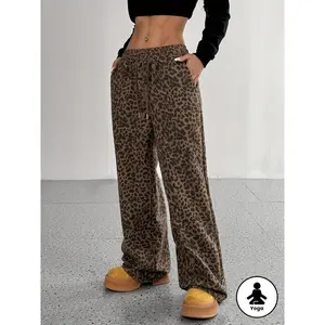 [LeopardPrintPants]LeopardPrintWomen'sHigh-WaistSportsPants|WideLeg,ElasticWaistband,Pockets,LightweightStretchFabricforYoga,Running&CasualWear