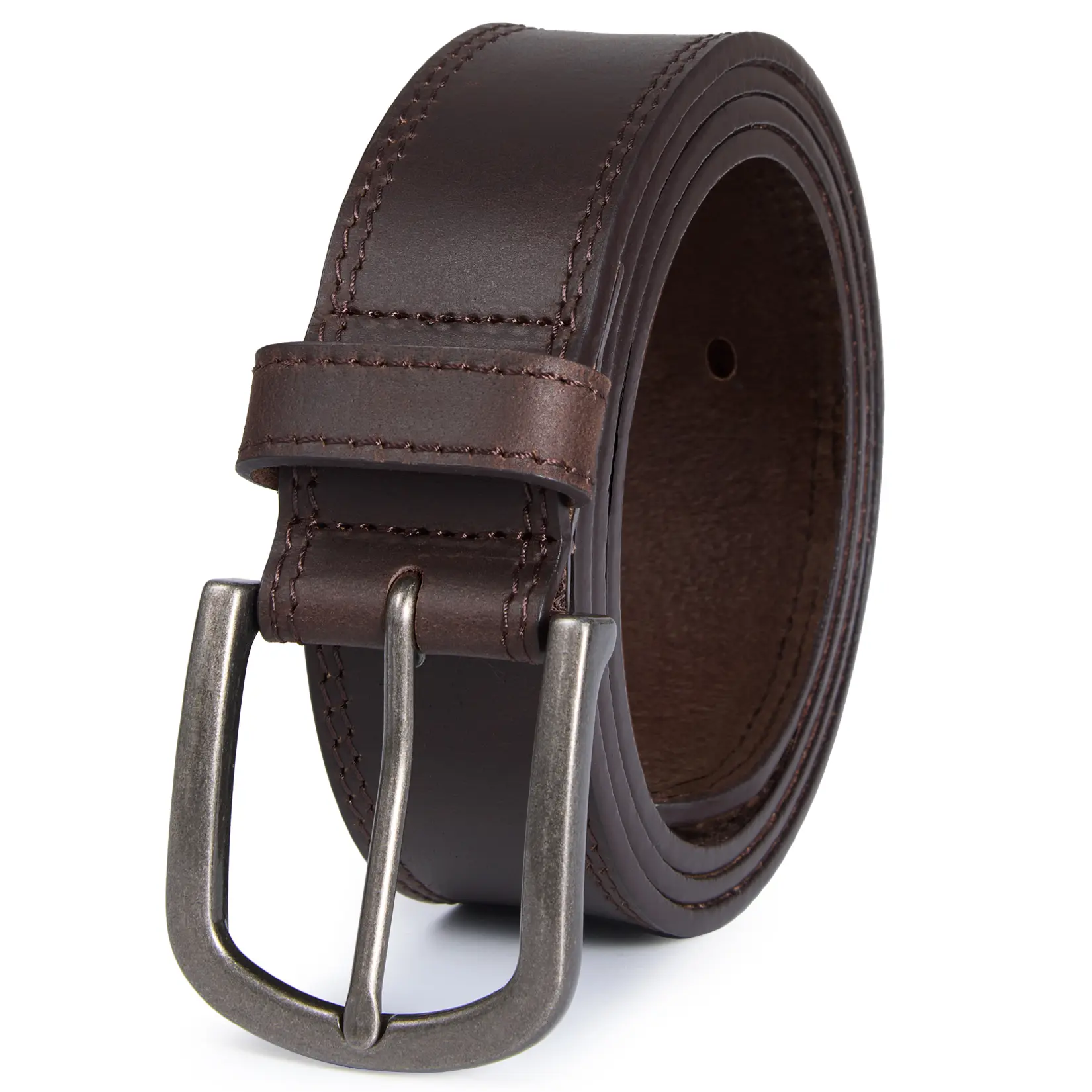 Men's Handmade Leather Belt, Textured Full Grain Strap for Casual Jeans, Versatile Adjustable Trim-to-Fit Design
