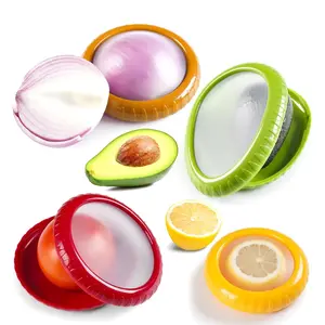 Silicone Fruit Vegetable Storage Box 4 Counts Reusable Fridge Fresh Pod Food Storage, Suitable for Home Kitchen Dormitory Picnic Office, Reusable Snack Containers, Produce Storage Containers