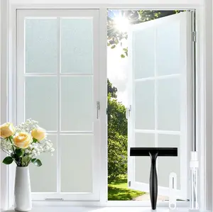 [ NEW DEAL ]  Frosted Glass Window Privacy Film, No Glue, Anti-Glare Heat Blocking, Easy to Install, Renter Friendly Removable Opaque Bathroom Window Clings for Glass, 17.5" x 78.7"